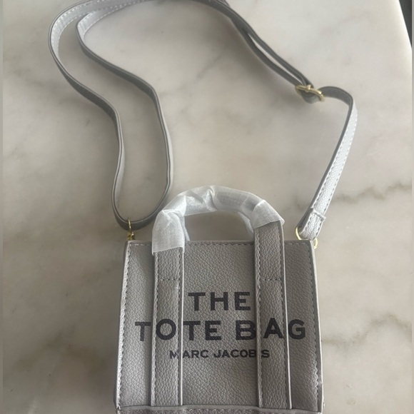 Designer Light Gray Nano Tote Crossbody Bag - Picture 1 of 3